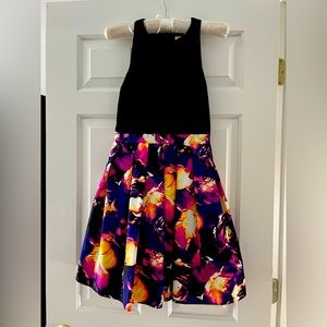 Aidan jersey halter dress with taffeta floral flounce skirt-worn once. Size 0